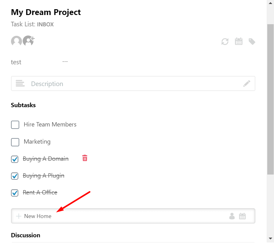 Adding Sub tasks to a task