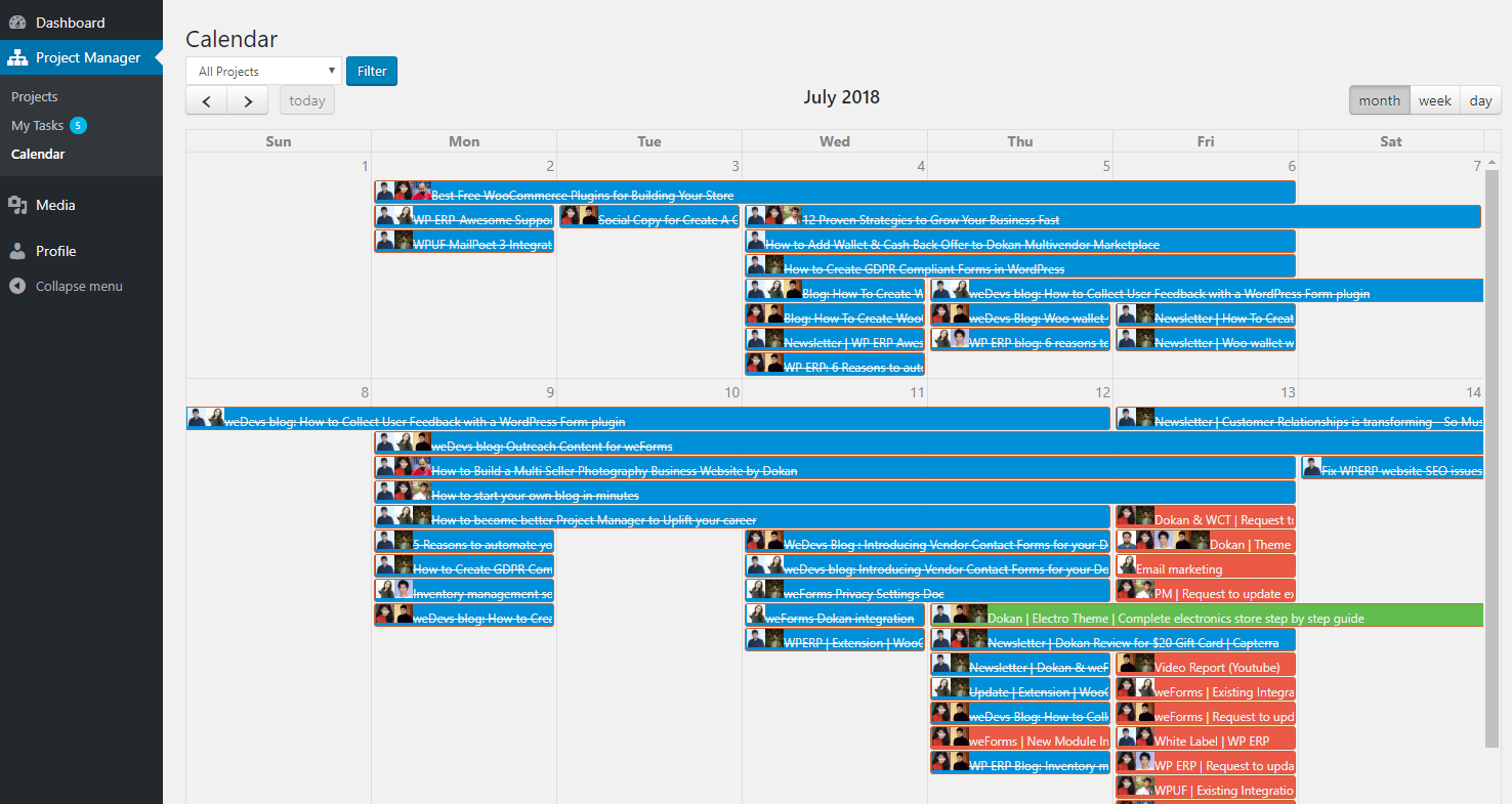 calendar wedevs project manager calendar