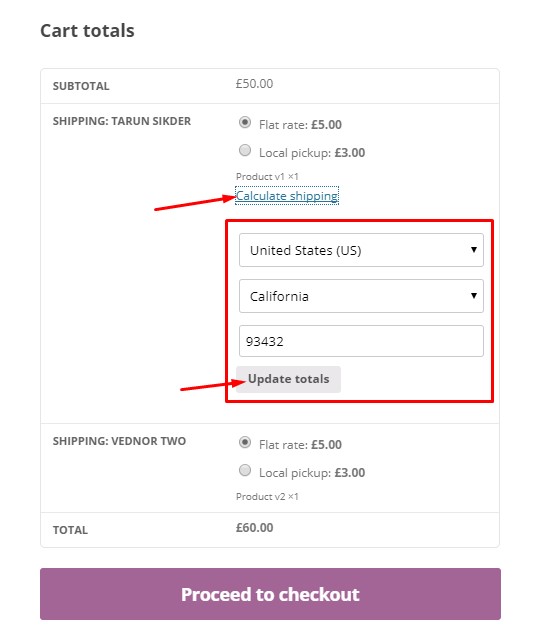 Shipping calculation