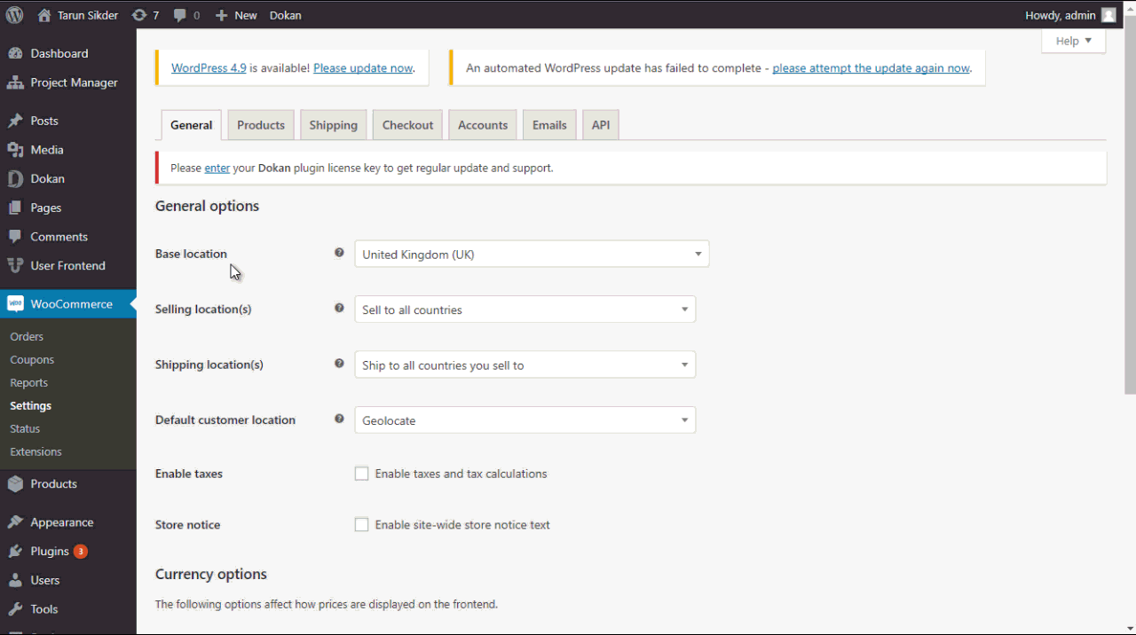 Dokan Shipping Settings