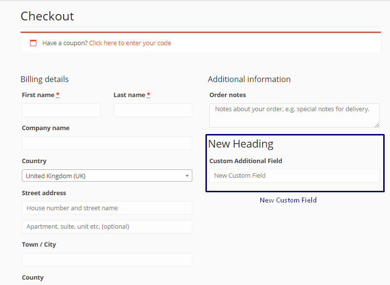 extra field on WooCommerce checkout page