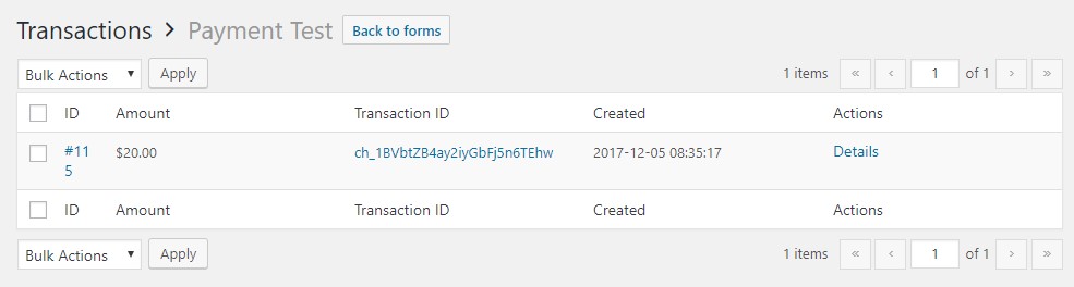 Transaction info