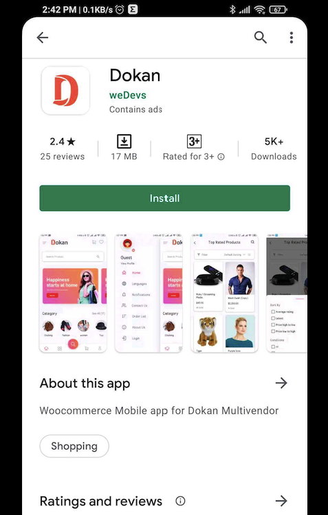 install Dokan Mobile app