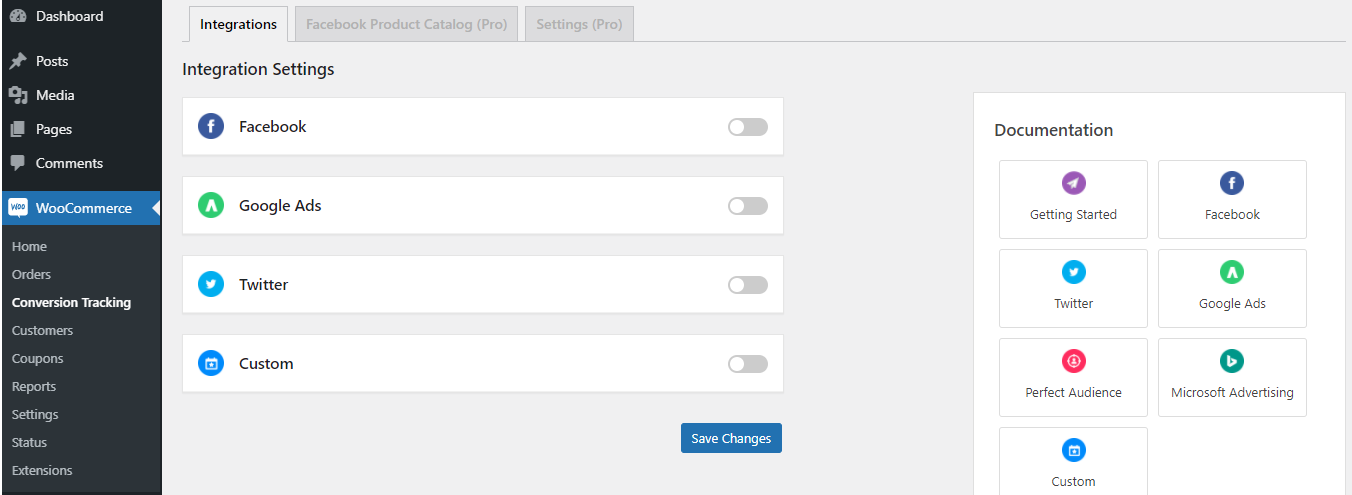 Conversion tracking integration