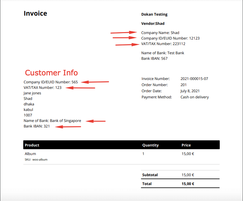 PDf invoice