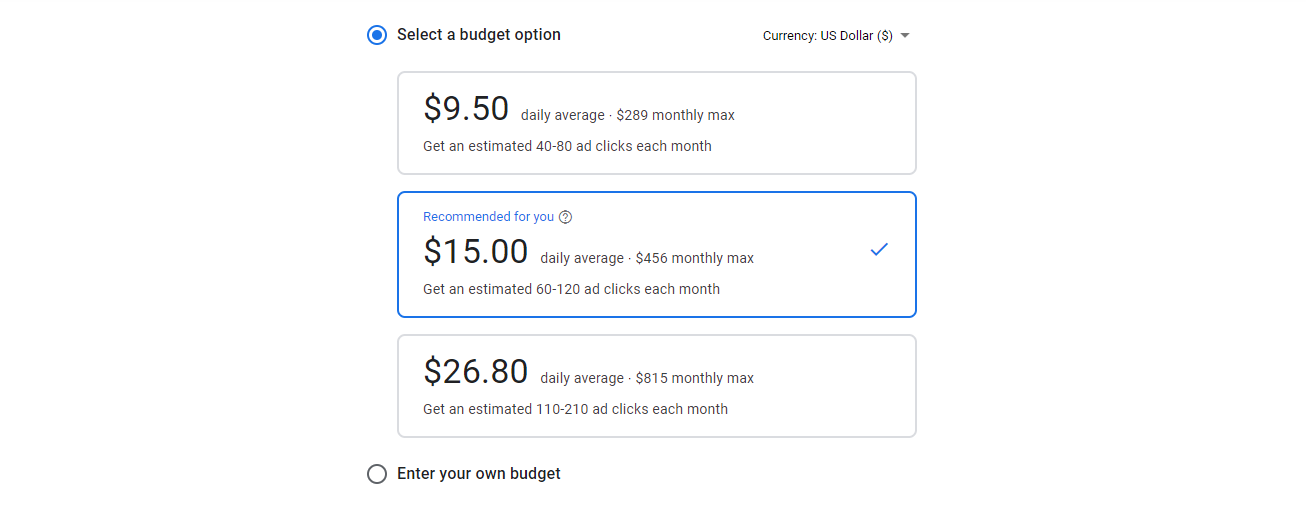 Set your budget