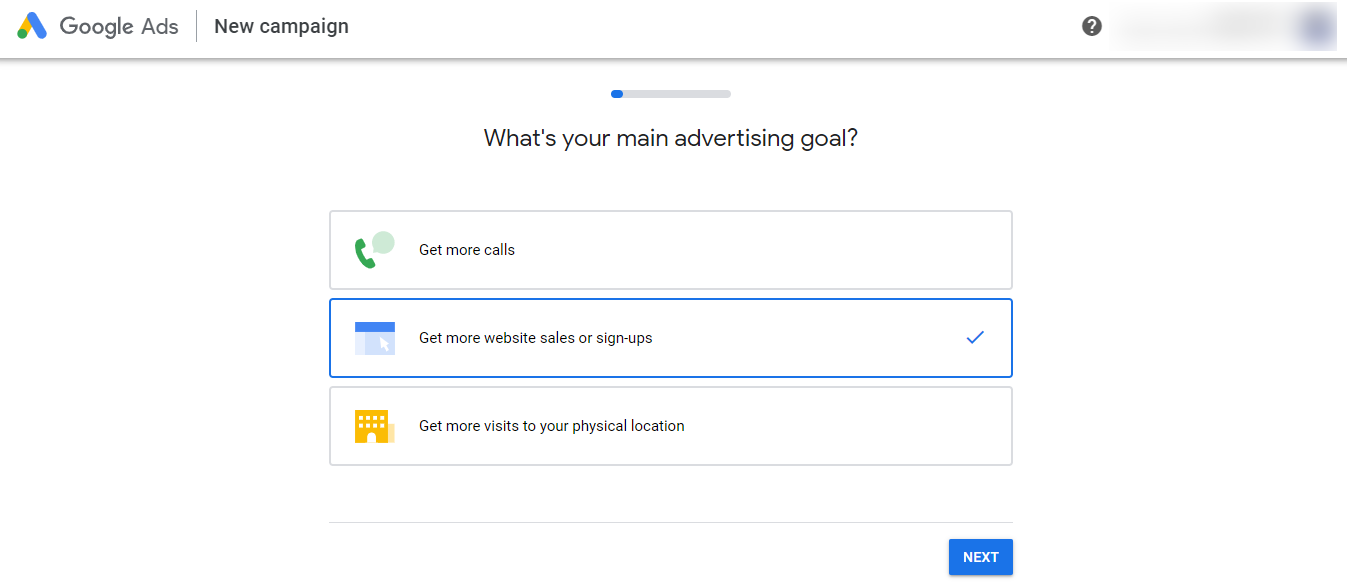 Set your advertising goal