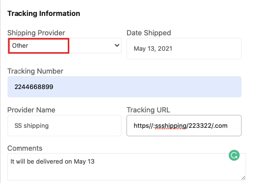 other tracking information