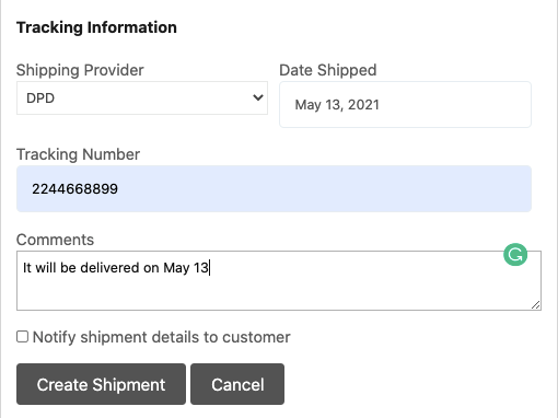 tracking information