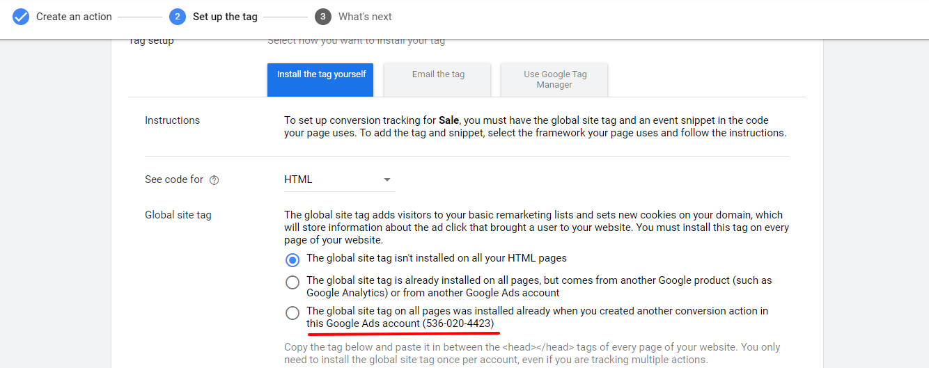 Google account number