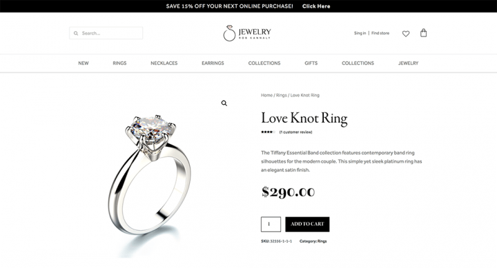 product page with Elementor
