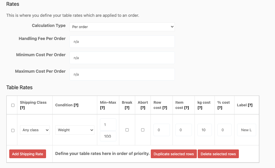 Per order