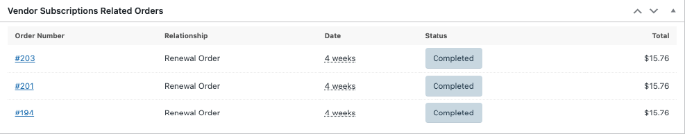recurring orders Manage Subscription Payments