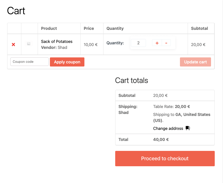 subtotal based on per item