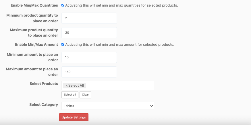 Configuring both settings from vendor dashboard