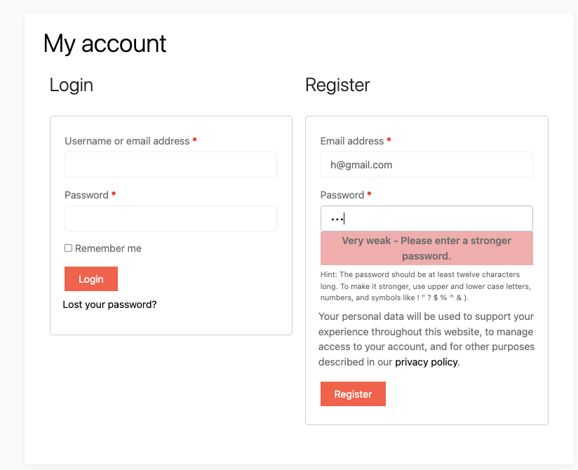 Weak password