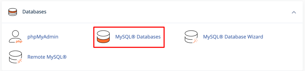 A screenshot to open database froom your cPanel