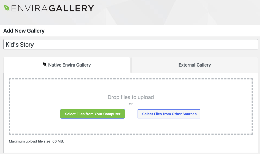 This is a screenshot to create new gallery in WordPress