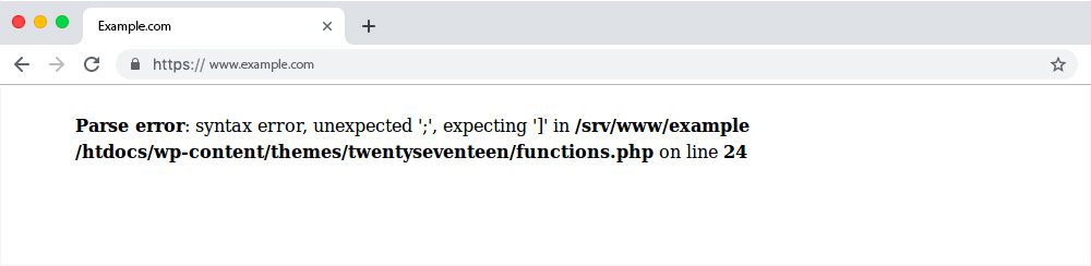 This is an example of syntex_error in wordpress