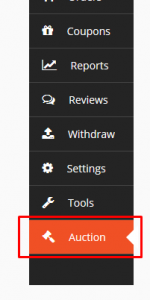 auction dashboard menu