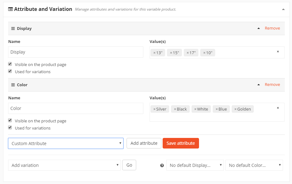 creating attributes variables